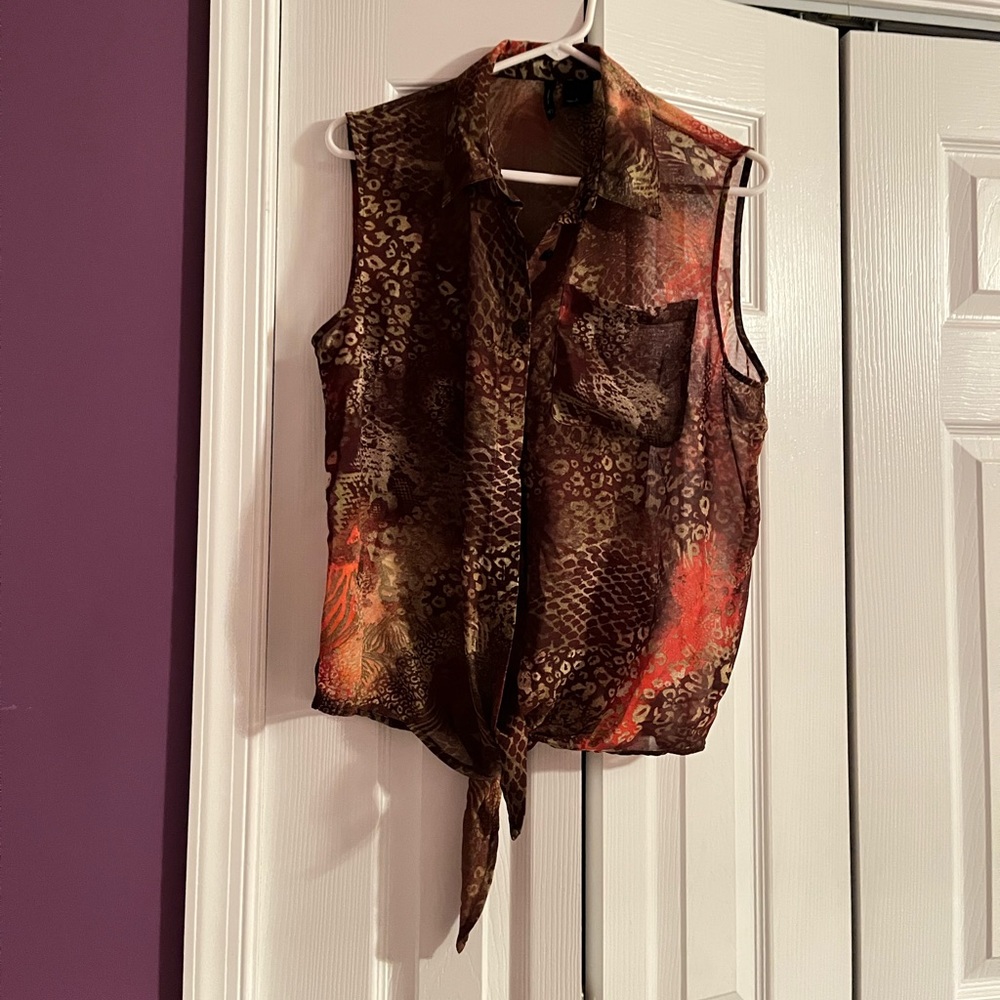 Sheer Animal Printed Top/Vest